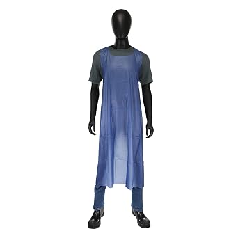 West Chester UE6B-45 Vinyl Work Apron Blue, 6 mil., 35 x 45 in., Liquid Resistant Hygiene Die Cut Apron with Waist Ties