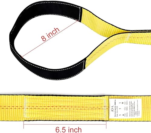 Miniatura 4 de Correas de elevación de 10 x 2 pulgadas, capacidad de 15,000 libras, paquete de 2 eslingas de elevación resistentes, correa de recuperación para