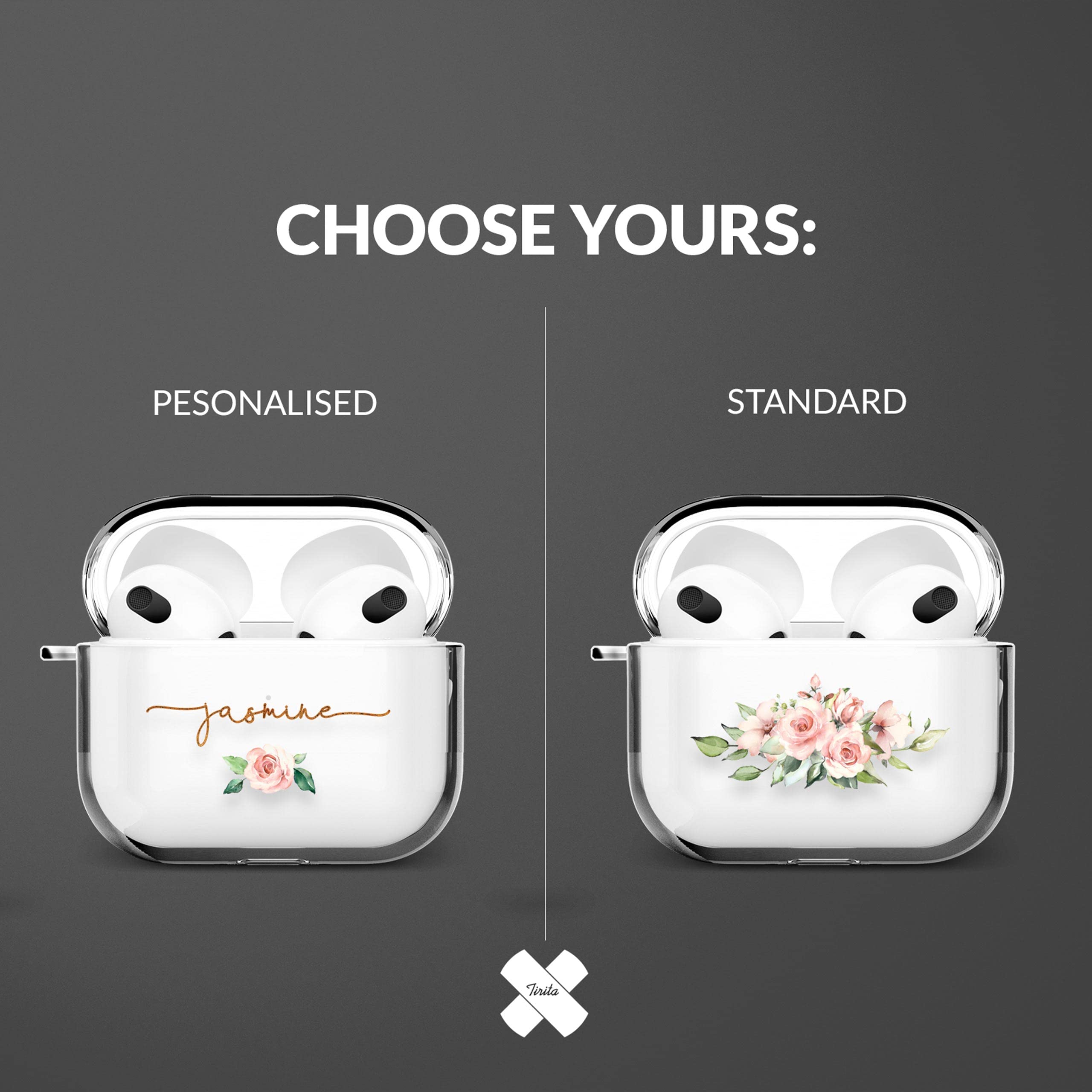 Tirita Personalised Custom Case Compatible with Apple AirPods 4th gen, Support Wireless Charging, with Carabiner, Front LED Visible [14- Golden Bee] — view 21