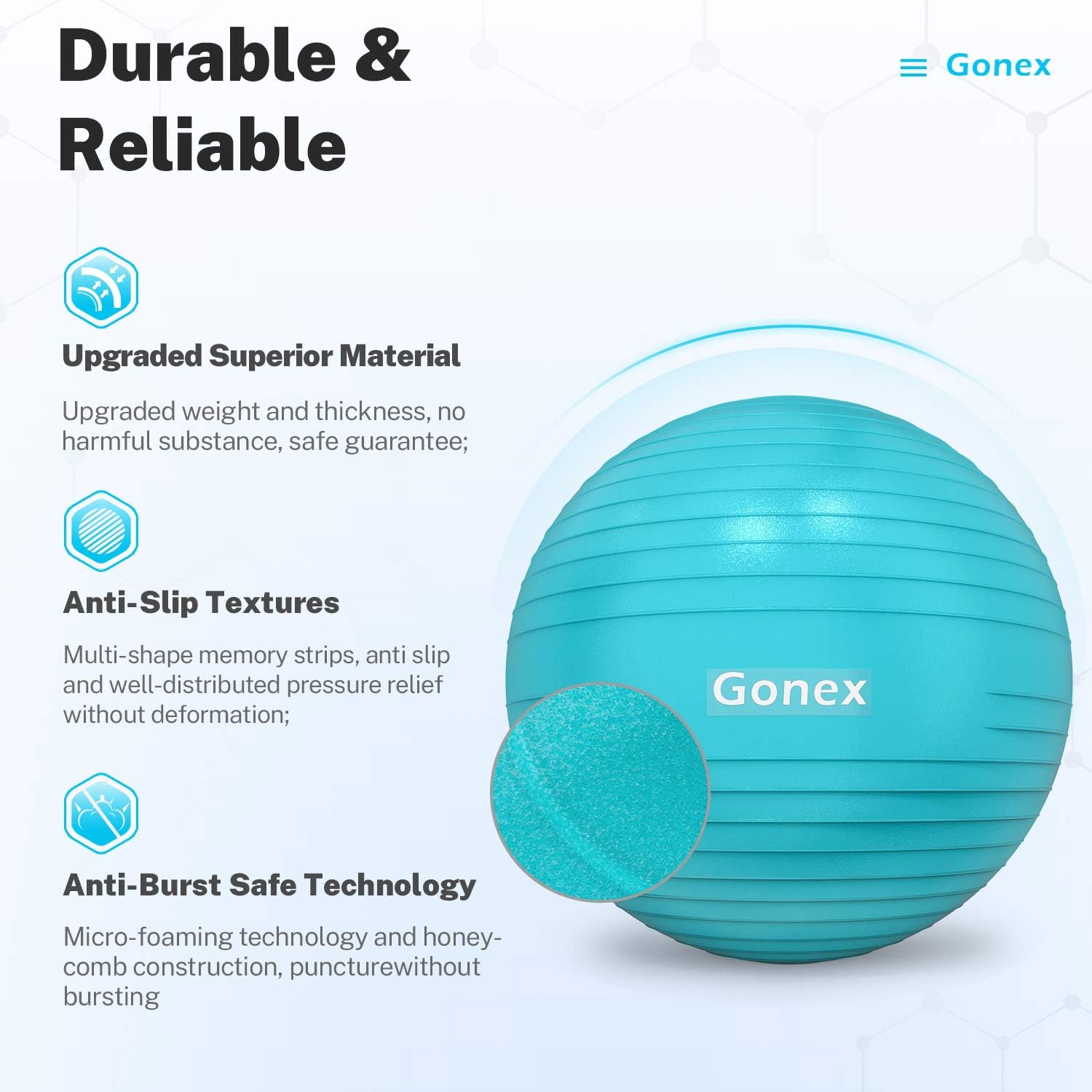 Gonex Exercise Workout Ball, 55 65 75 cm Stability Balance Fitness Yoga Ball Chair for Exercise Pregnancy Birthing Desk Chair Fitness, Quick Pump & Workout Guide Included