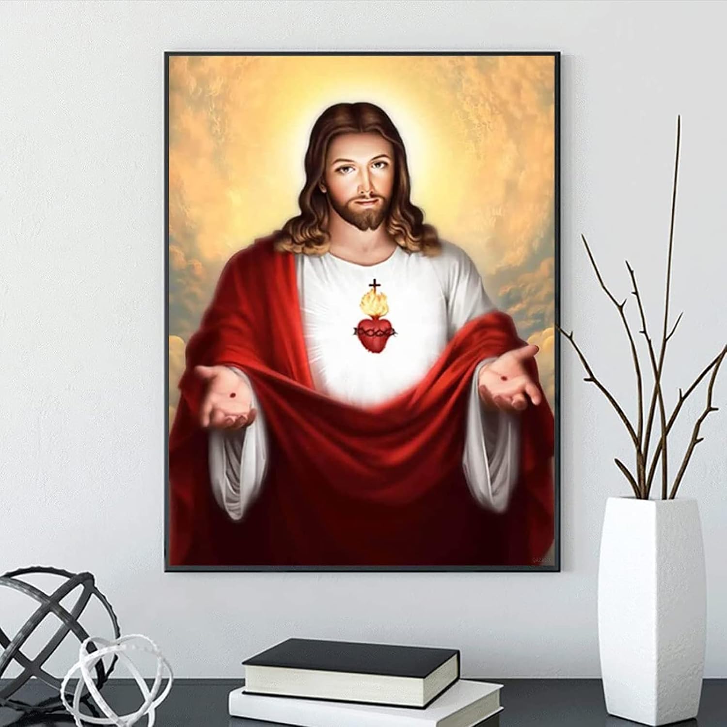 Jesus Christ Sacred Heart of Religious DIY 5D Diamond Painting Kits for Adults Full Drill by Number Gifts Body Home Wall Decor Canvas 30x40cm/12x16inches