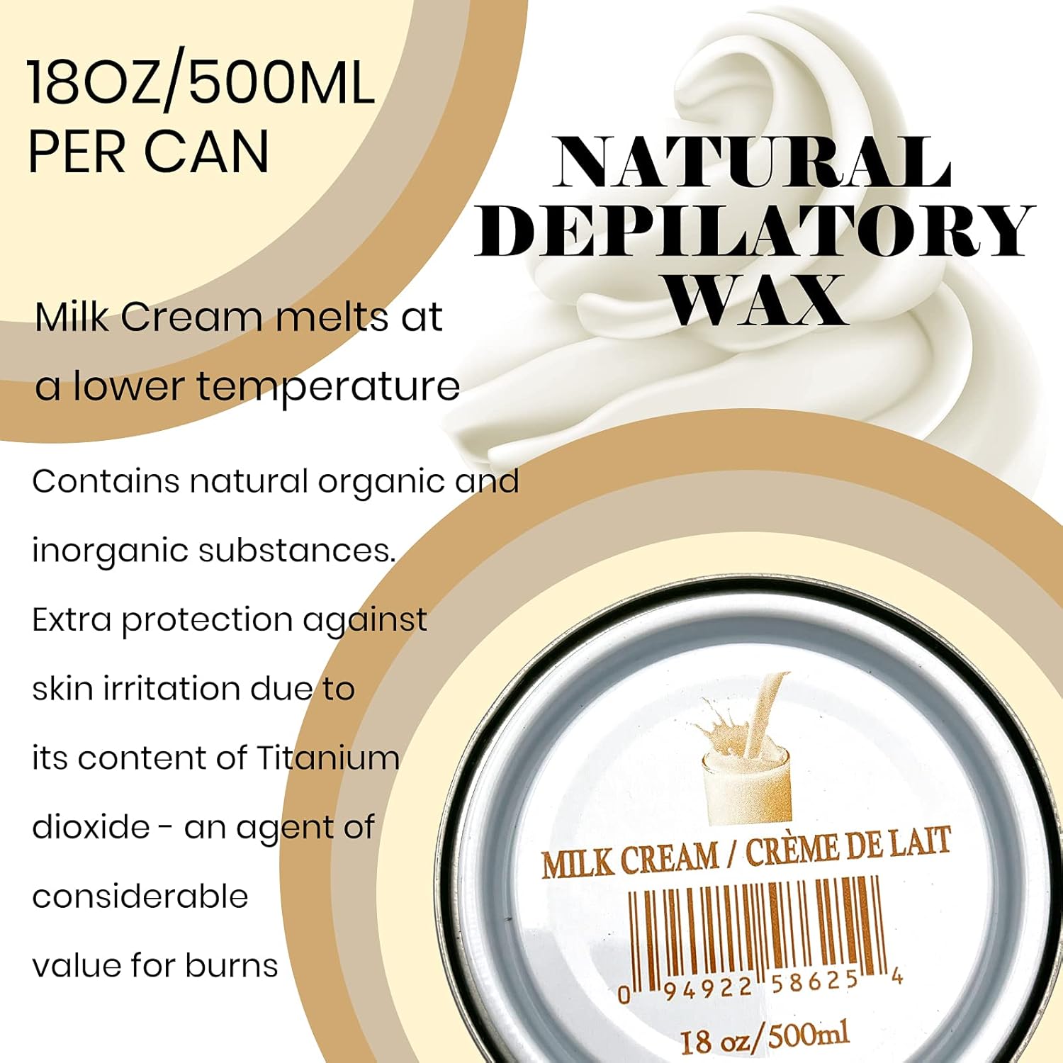 Sharonelle Soft Wax All Purpose Hair Removal Natural Depilatory Canned Wax for Sensitive Skin Canada-Made Melting Wax in Black color Canned Package (6PC, Milk Cream)