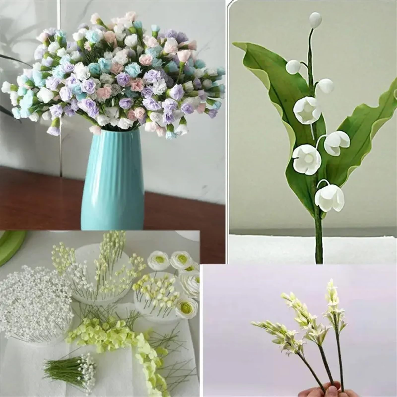 Blumendraht, Floristendraht 0,45 mm künstliches Zubehör, weiche Blumendrahtstiele, Kranzherstellung, Blumen, DIY-Blumenhandwerk, Eisendraht, mit Kleber umwickelter Blumenstab(Green 60cm)