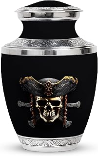 One Skull Rule Them All Minimalistic 3D Render Pirate Skull Black Background - Ashes Urn Adult - Cremation Urns For Human - 10Inch - Large - Human Ash Urns - Large Urns - Urn Adult - Burial Urns