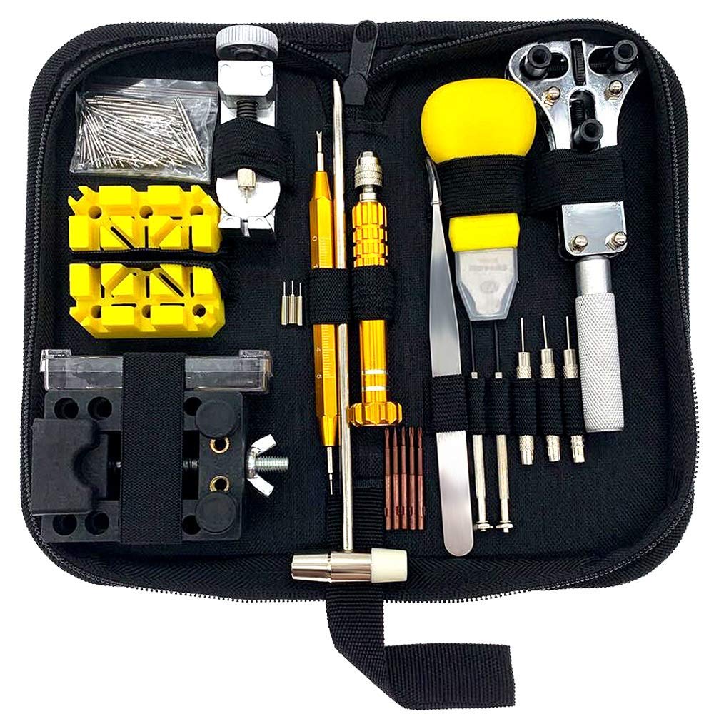 Outil Montre Watch Repair Tool Tool Kit Montre Link Link Remover 148pcs / Set Outils de Montre Professionnels Outils de réparation d'horloge Kit Sac Sac Horloge Kit Reparation Montre