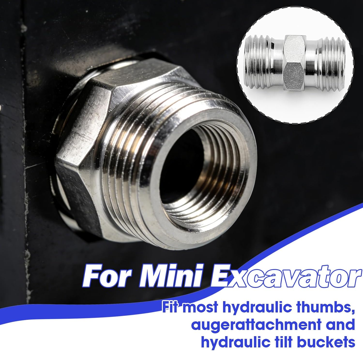 4 Pcs M14 x 1.5mm Hydraulic Hose Fittings Adapters, Alloy Steel Metric Male Cone Coupler for Mini Excavator Hydraulic Thumb Kit, Quick Connector for Small Digger Piping, Silver