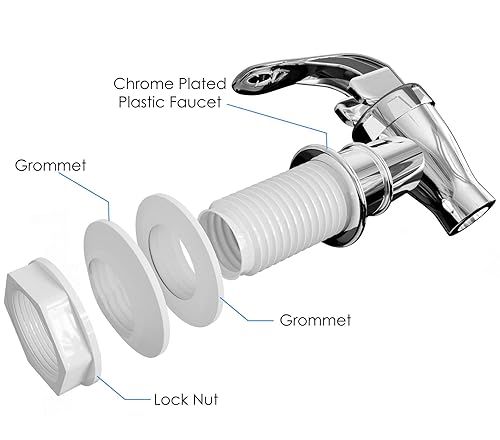 Miniatura 5 de Paquete de 2 dispensadores de bebidas plateados, grifo de repuesto para dispensador de bebidas, dispensador de agua, boquilla de repuesto para