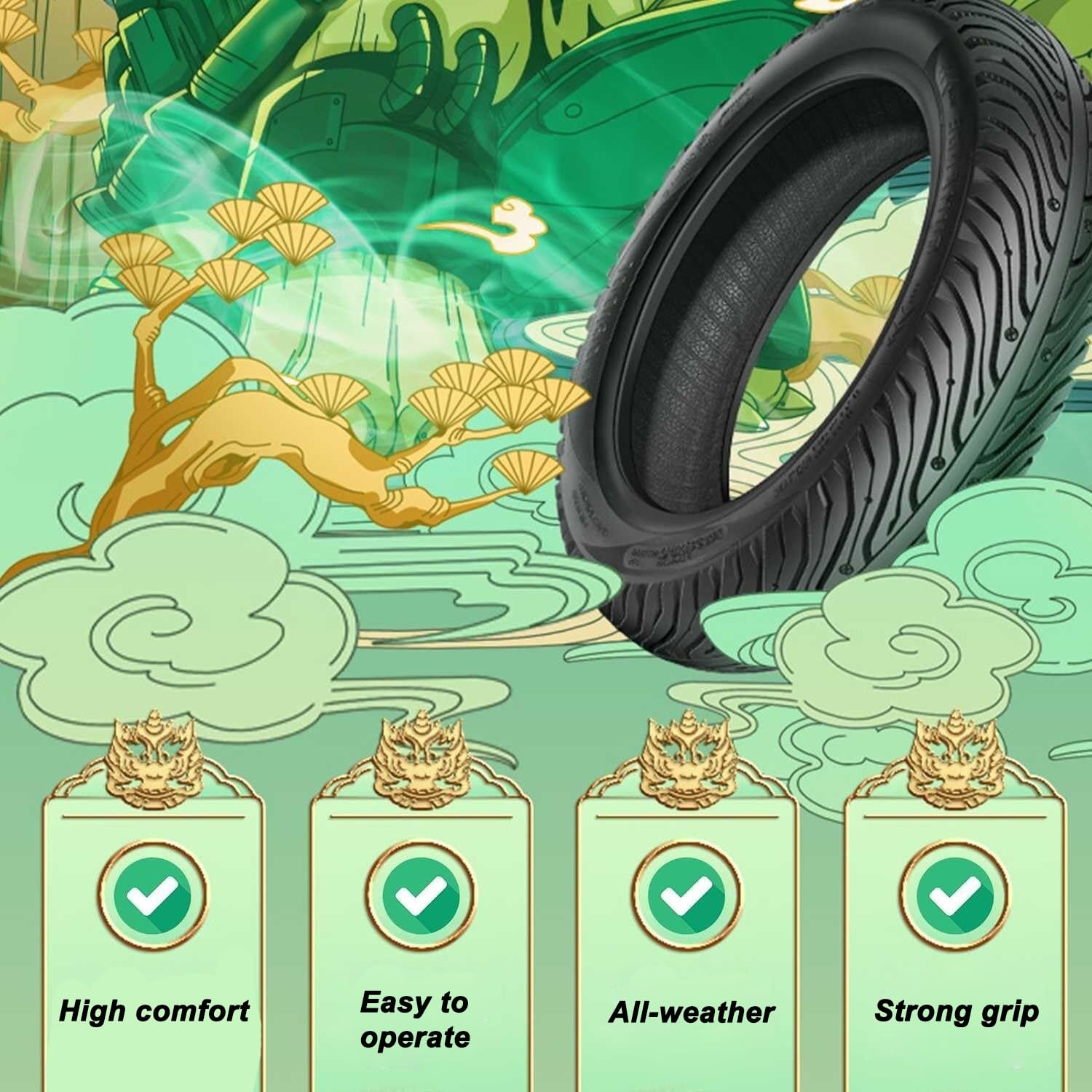 120/70-10 Opona Motocyklowa Tubeless Semi-Slick z Wysokoprzyczepną Mieszaną 120/70/10 Wzór na Deszcz i Śnieg oraz 120 70 10 Wytrzymała Opona Wszechpogodowa