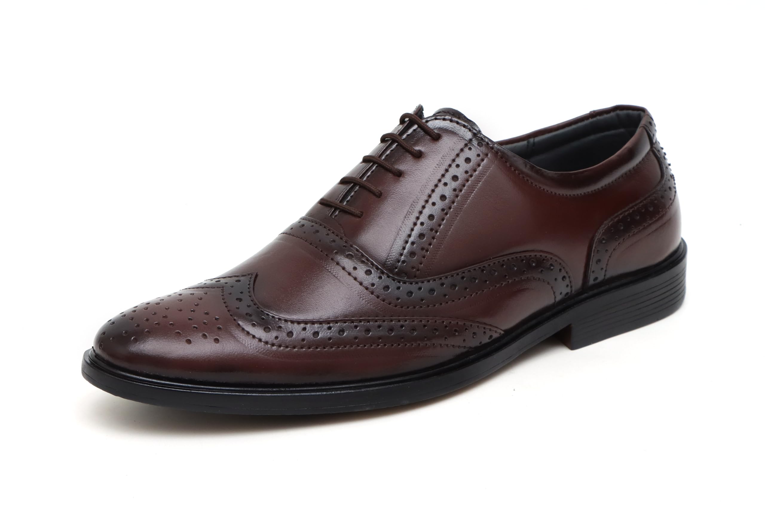 Men's Genuine Leather Lace Up Office Brogue Formal Shoes-image-4