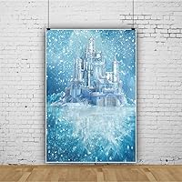 Vista 3 de Yeele Fondo de fotos de castillo de hielo, 5 x 7 pies, diseño de castillo azul, fondo de fotografía de castillo azul, para fiesta de cumpleaños