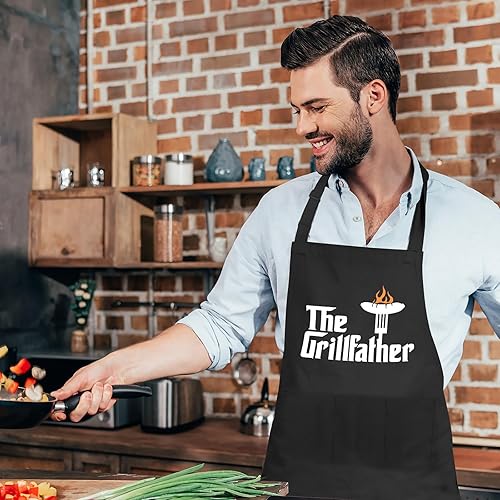 Miniatura 4 de Cusugbaso Delantales divertidos para hombres, delantal de parrilla para el día del padre, Navidad, regalos de cumpleaños para papá de parte de hija,