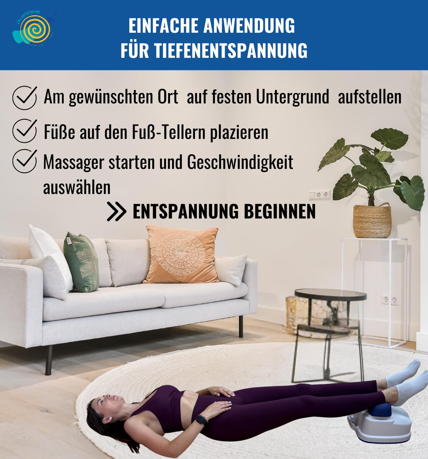 Chi Swing Massager mit 5 Geschwindigkeiten, leise & robust, Timer-Funktion, ergonomisches Massagegerät für Rücken, Entspannung, Wellness & Vitalisierung – CHI-ENTERPRISE