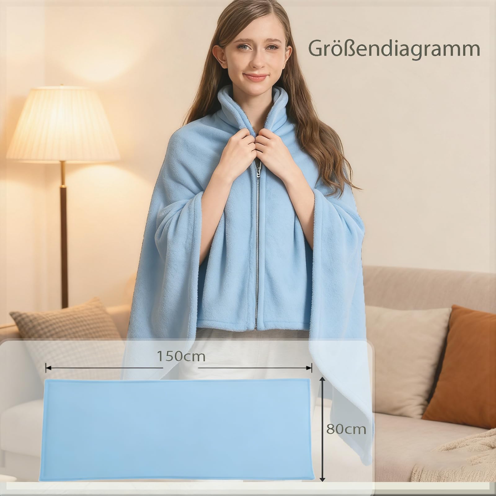 Poncho d'hiver pour femme - Cape en polaire épaisse avec fermeture éclair comme couverture douillette et veste de lit chaude pour le bureau, les voyages, le canapé