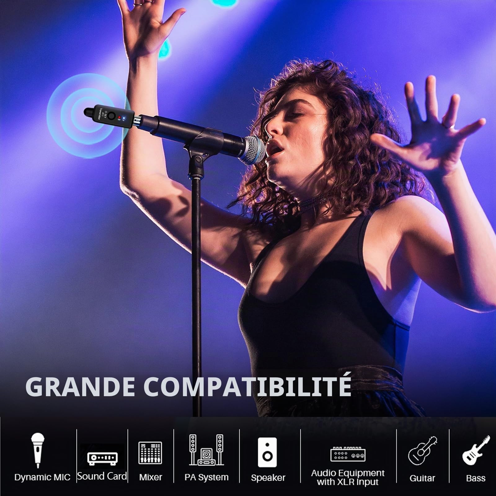 A11 Système de microphone sans fil 2,4 GHz – Émetteur et récepteur à 4 canaux