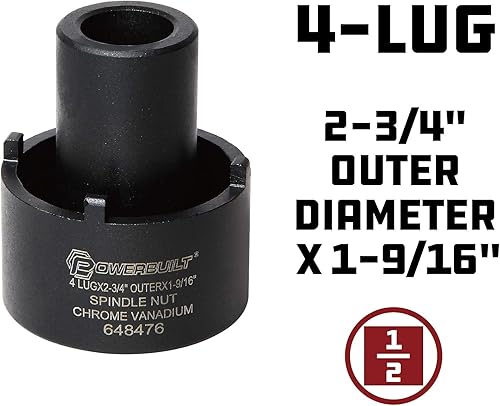 Miniatura 2 de Adaptador de tuerca de husillo Powerbuilt, 4 tuercas, 2-34-pulgadas exterior, Ford, Fácil remoción de tuercas de husillo, ejes traseros 2WD, tuerca