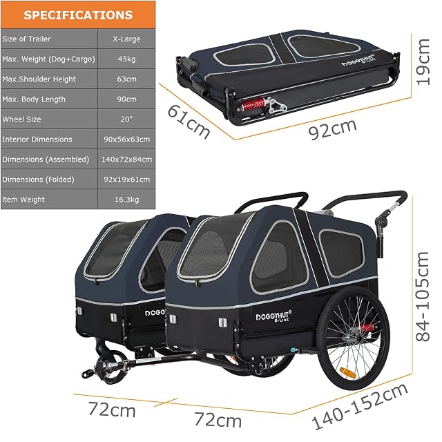 Foto 6 de 8 de Doggyhut S-Line - Remolque para perros y carritos con suspensión 2 en 1 para perros, con suspensión, hasta 45…
