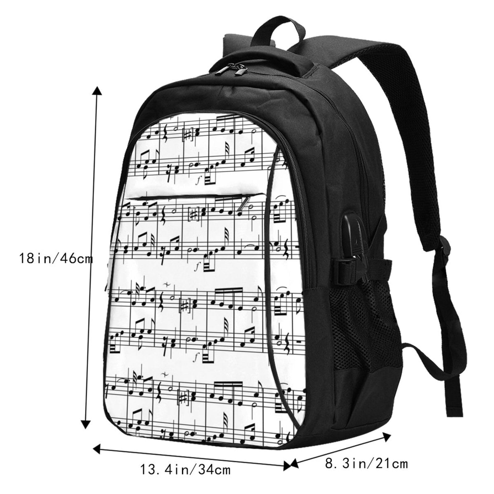 InOmak Musiknoten – Symbol für musikalische Noten, Reiserucksack, Freizeitrucksack, Schulrucksack, Laptop-Rucksack für Damen und Herren