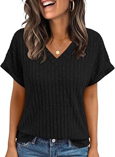 Cuptacc Oberteile Damen Elegant Kurzarm Tshirt V Ausschnitt Sommer Leicht