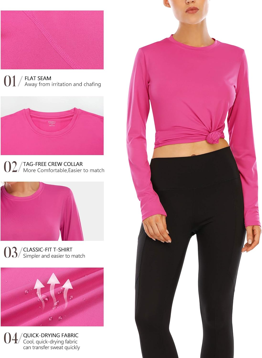 isnowood Women's Sun Protection Long Sleeve Shirts, UPF 50+ UV Rash Guard Swim Clothing, Workout Hiking Running Athletic Tops