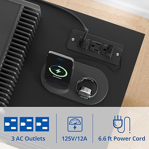 Miniatura 4 de Cozy Castle Soporte grande para tocadiscos, gabinete de almacenamiento de vinilo moderno de mediados de siglo, soporte para consola multimedia,