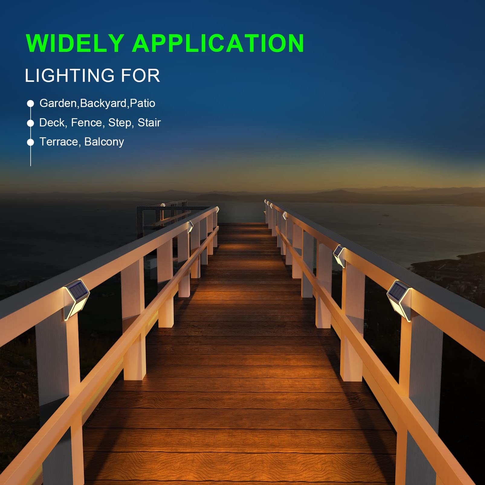 Wodoodporne zewnętrzne lampy solarne, oświetlenie ogrodzenia, oświetlenie tarasu, oświetlenie LED do ogrodu, podwórka, patio, podwórka, schodów, ściany, balustrady (białe, 10 szt.)