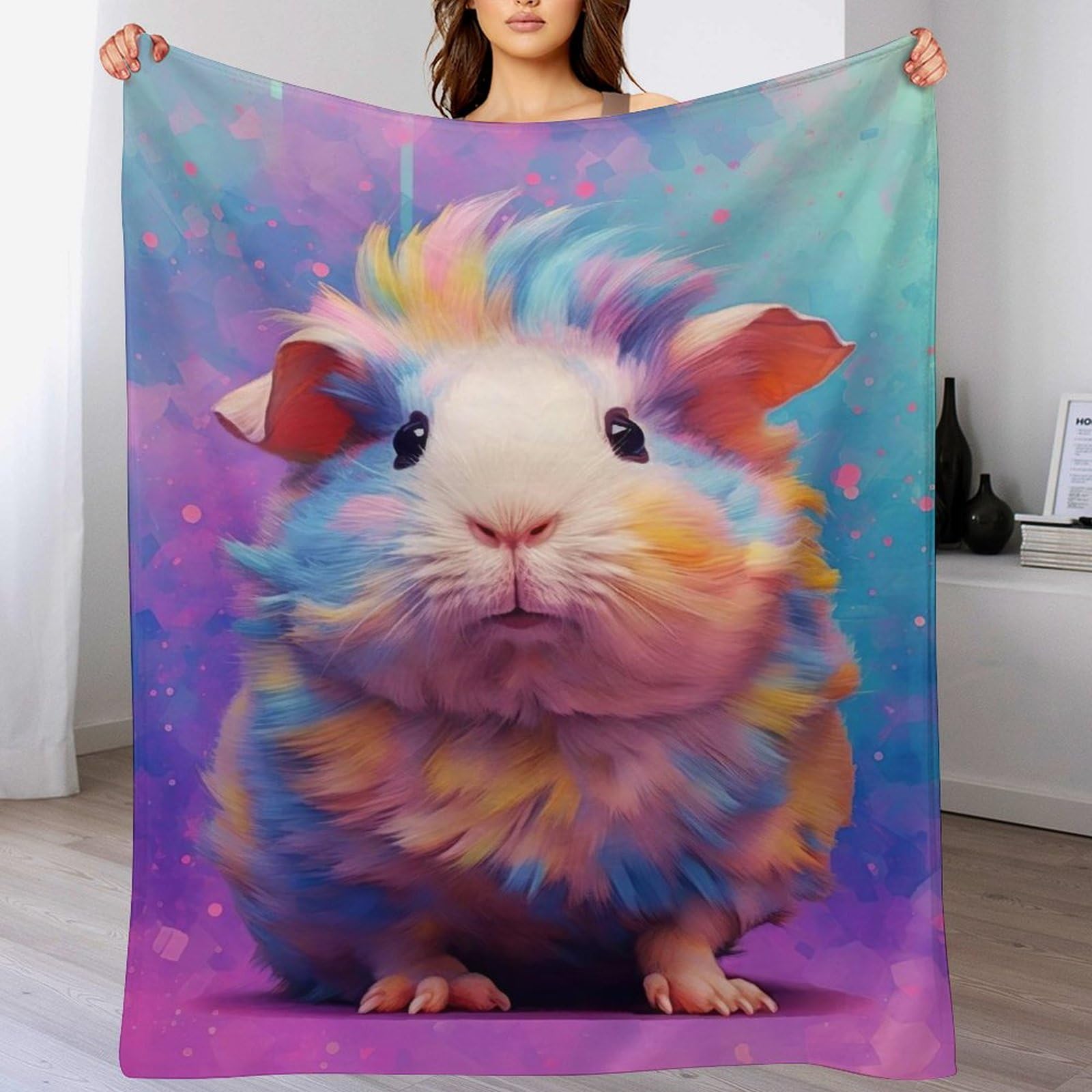 Couverture polaire douce flannel cochon d'inde au fini haut de gamme pour grand canapé