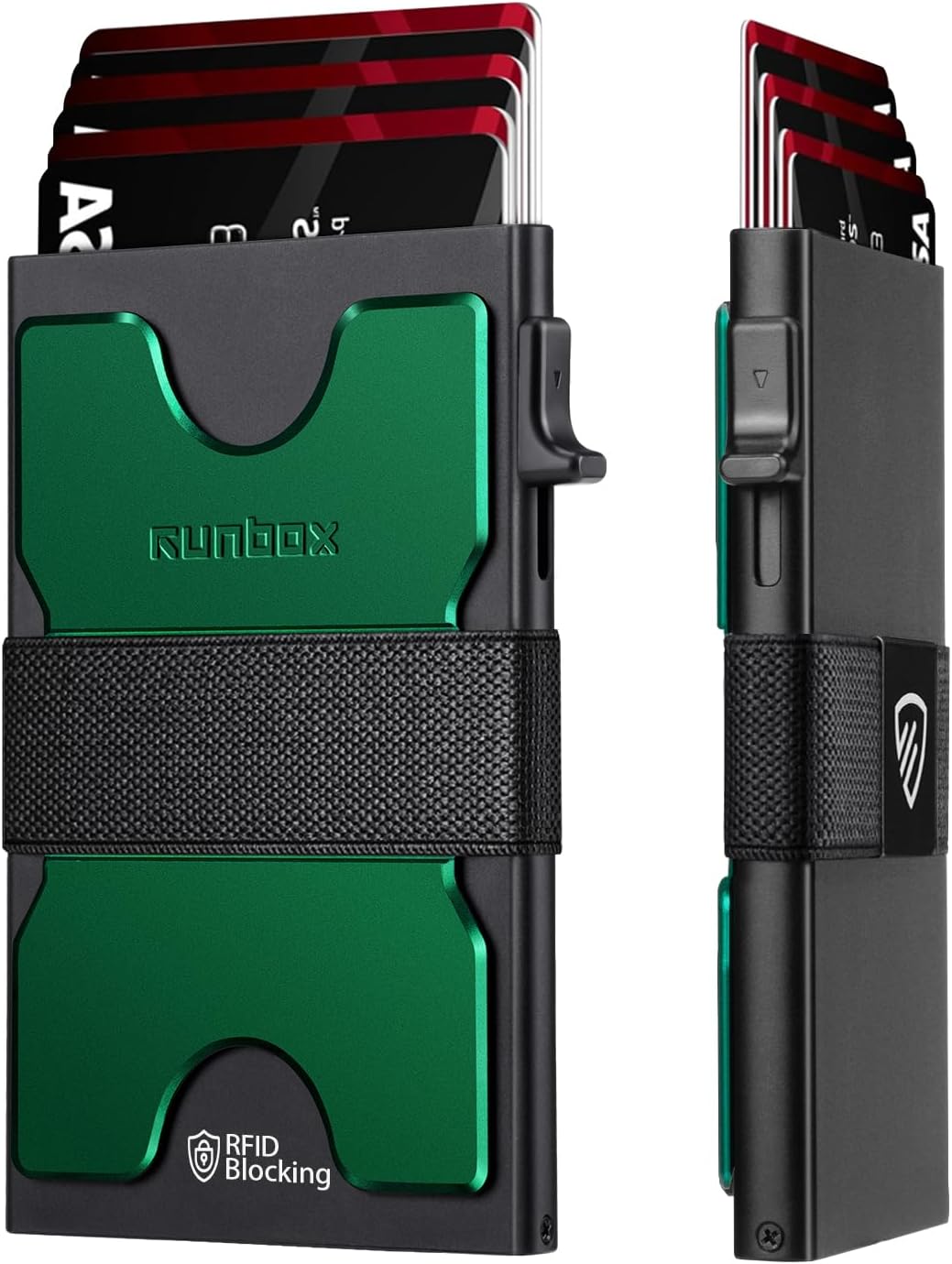 RUNBOX Slim Card Holder Wallet for Men, Minimalist RFID Blocking Wallet with Pop-Up Function, Ultra-Thin Design, Metal Business Card Cases holds 6+6 Cards, Gifts for Men, Men's Accessories