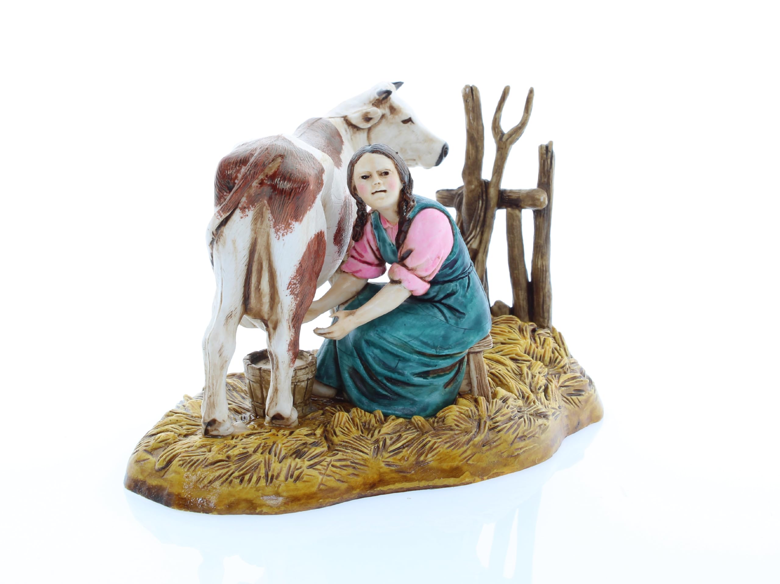 Moranduzzo Femme Qui Traie pour Crèche de 10 Cm Échelle 1:20 - Figurines de Crèche Indestructibles - Style 700', Peinture Finition à la Main, Produit Officiel, Fabriqué en Italie, Sculpteur M. Landi