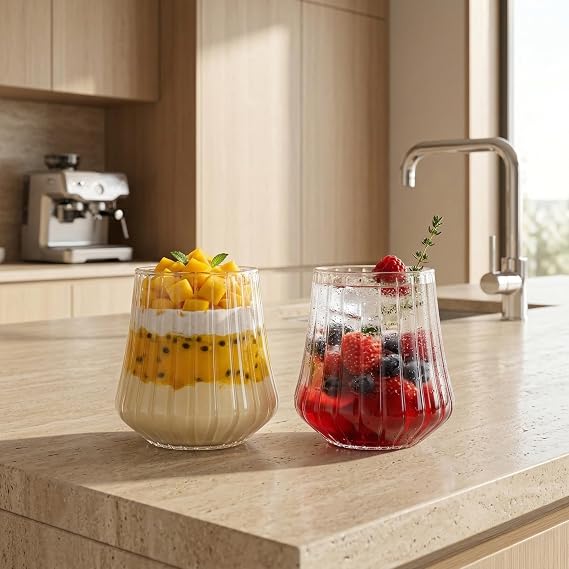 Cam Bardak, 300 Ml Geniş Kapasite, Isıya Dayanıklı Yapı, Elmas Şeklinde Tasarım, Bulaşık Makinesinde Yıkanabilir, Ev Ofis Restoran İçin Kullanıma Uygun Çay Kahve Espresso Latte Sunum Bardağı