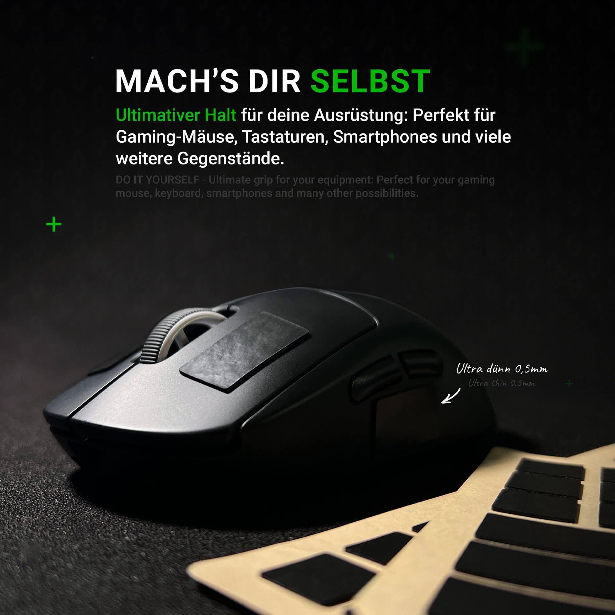 SensoryBoost Maus Grip Tape – kompatibel mit Roccat Kone AIMO Schweißabsorbierend, extrem rutschfest & Ultradünn – Rückstandsfrei – Gaming Zubehör