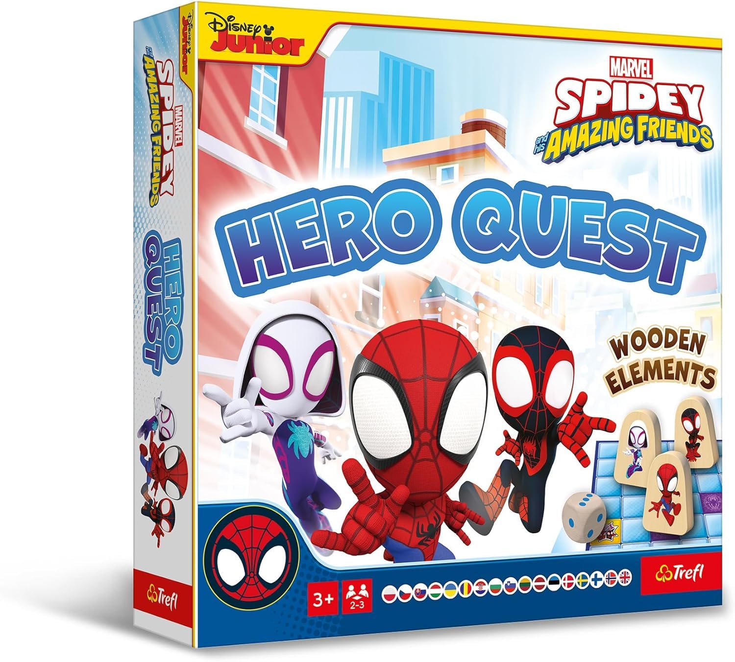 Trefl Hero Quest, Spidey and His Amazing Friends - Family Board Games, Wooden Toy Figures and Dice, Find the Superheroes, A Game for the Youngest with Fairytale Heroes, for Children from 3 Years