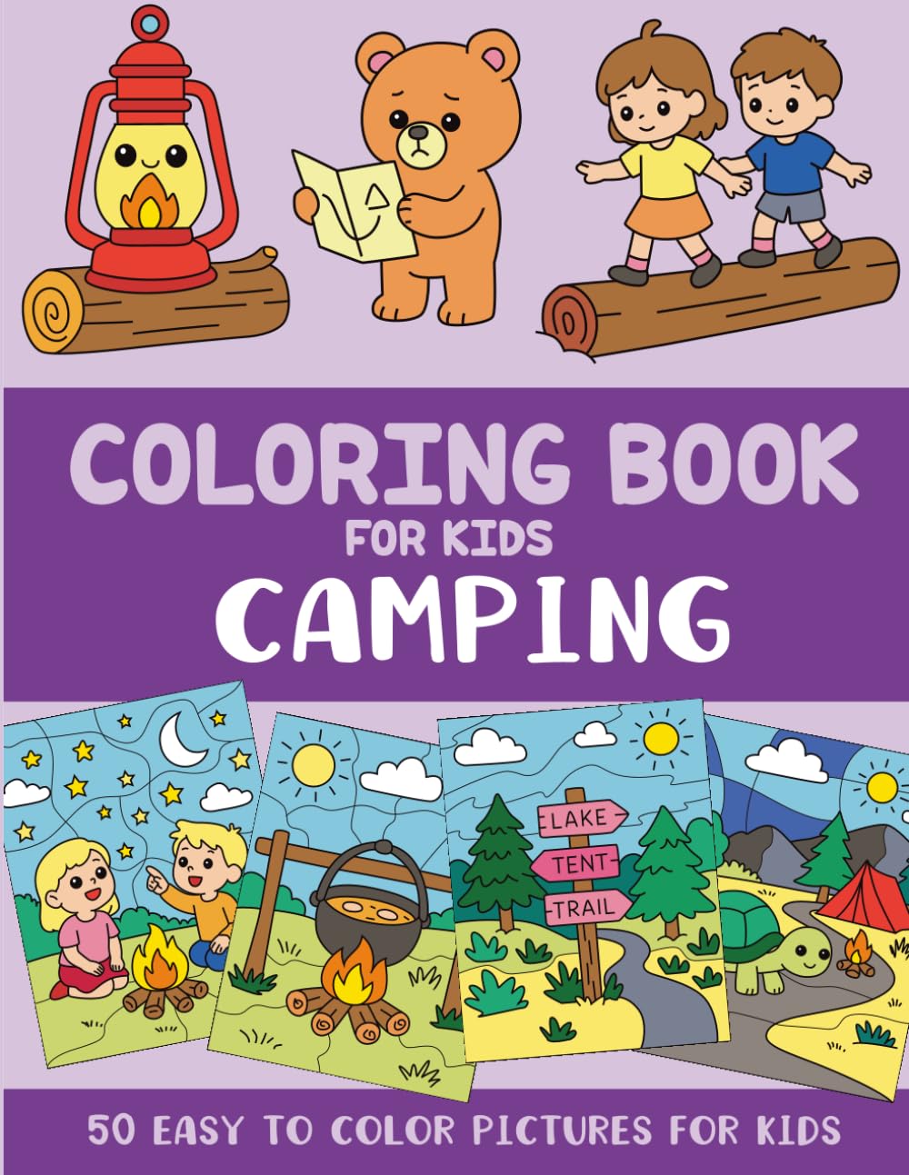 Camping Coloring Book for Kids: 50 Easy to Color Pictures for Kids