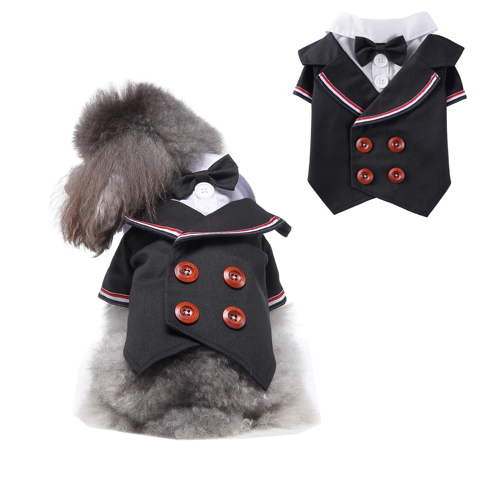 BT Bear Small Dog Tuxedo, Dogs Wedding Suit Puppy Formal Shirt, Dog Suit Formal Tuxedo with Black Bow Tie Cats Small Medium Dogs Outfit for Party Birthday Festiva,Black M