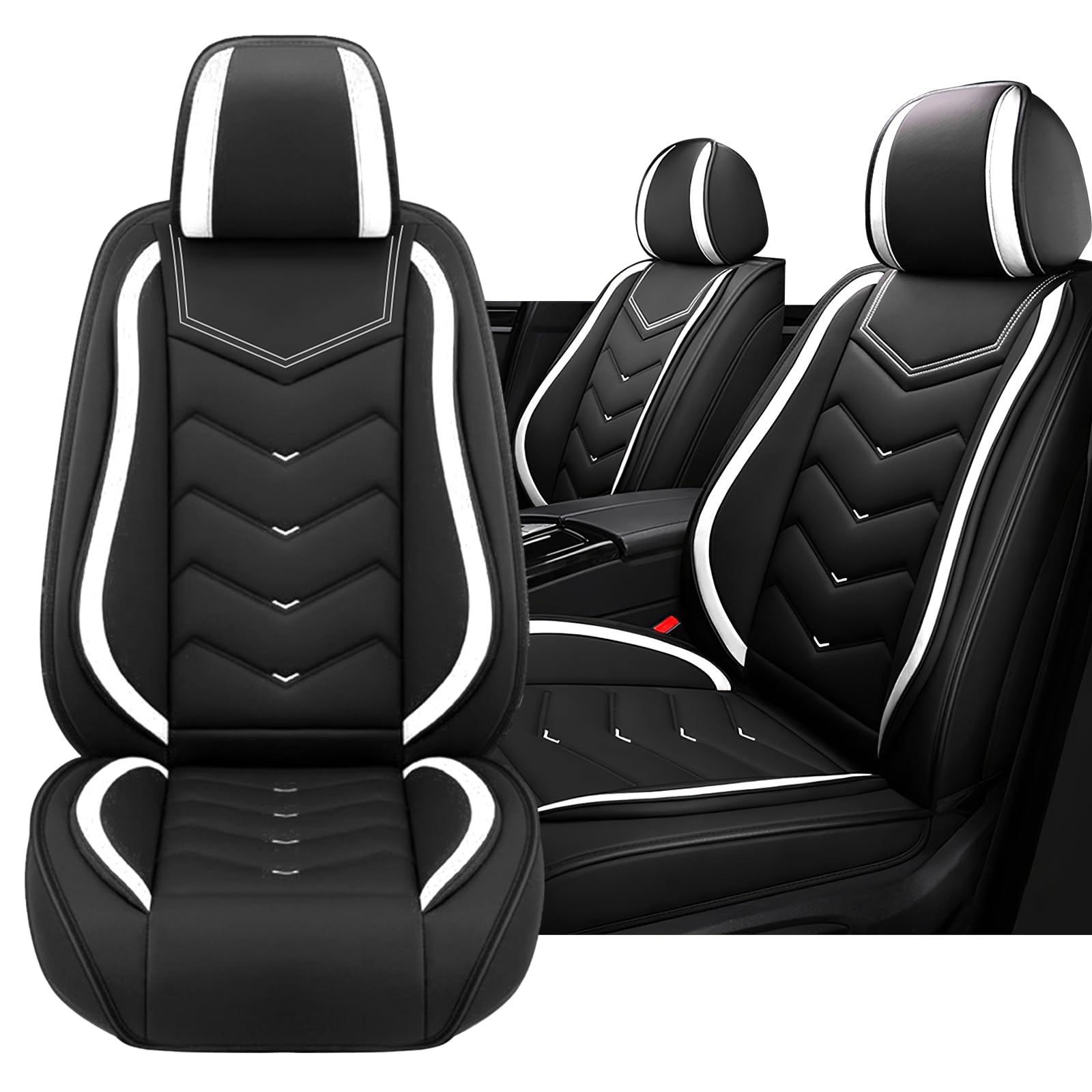 Car Seat Cover for MINI Cooper S Clubman 2008-2012, Driver's Seat Covers,Non-Slip Waterproof seat Cover,Wear-Resistant Nappa Leather car seat Covers. (Standard 2 Seats/Black White)