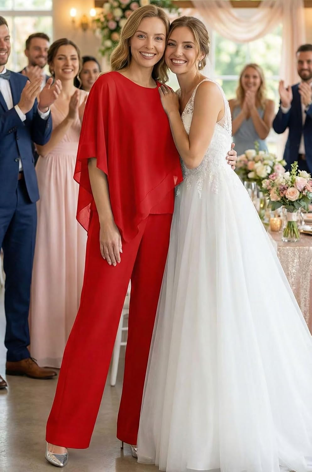 3 PCS Mother of The Bride Pant Suits for Women Chiffon Dressy Wedding Guest
