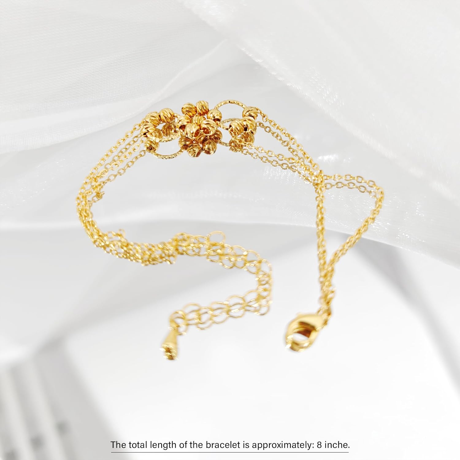 Gold Bracelets for Women, Gold Plated Dainty flower Chain Bracelets Adjustable Link Bracelet Jewelry Gifts for Womens - Image 4