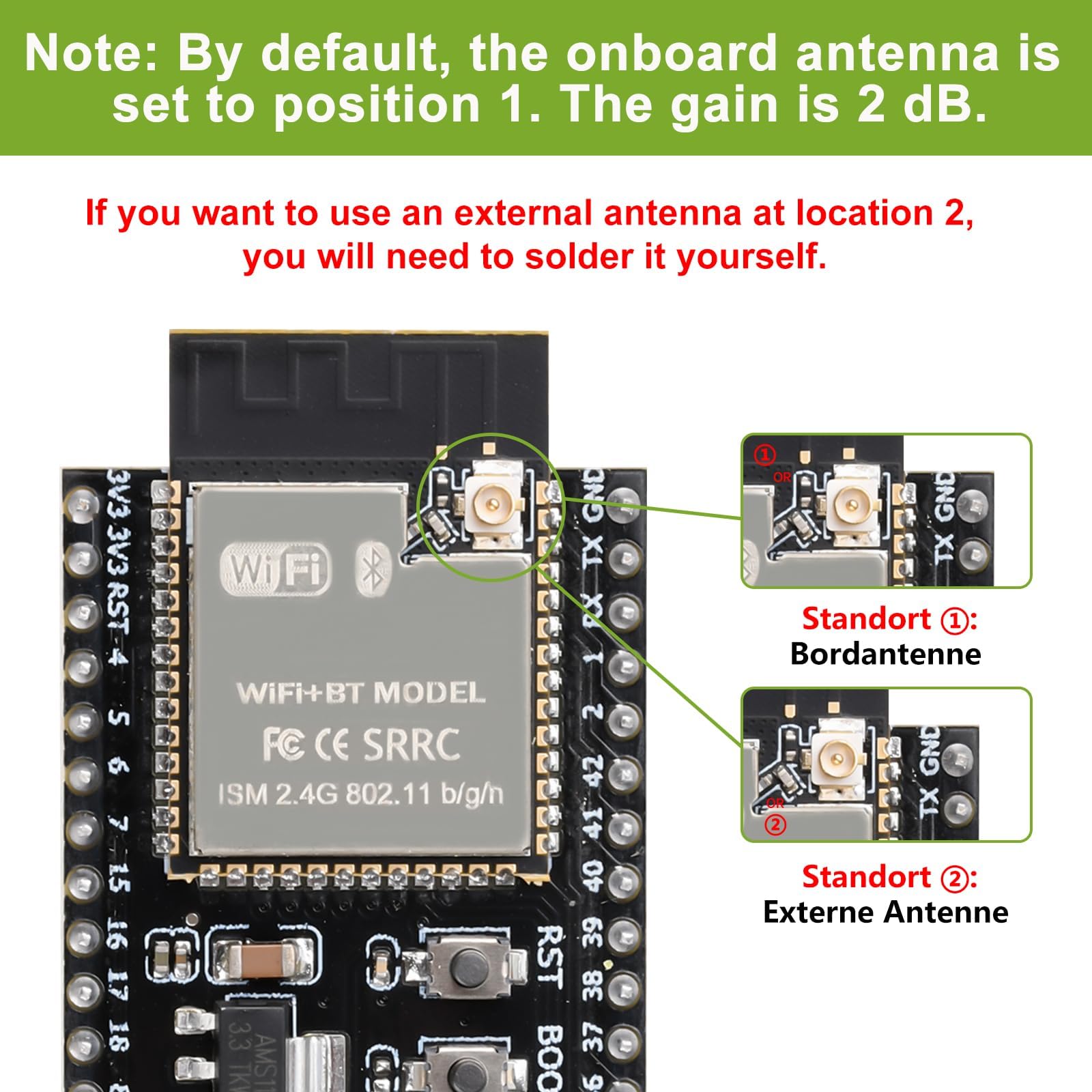 diymore 3 szt. do ESP32-S3 DevKitC-1 N16R8 moduł, do ESP32 S3 1-N16R8 deska rozwojowa z WiFi, Bluetooth 5.0, USB C podłączana antena z anteną