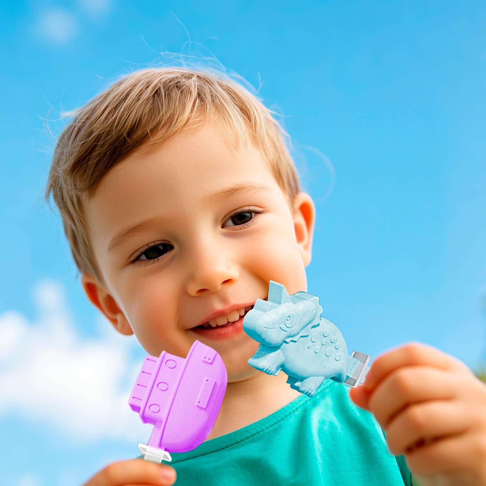 Moldes de silicona para helados, 2 moldes para helados con 12 palos, juego de paletas para niños y adultos, sin BPA, dinosaurios de silicona y moldes para coche, adecuados para bricolaje
