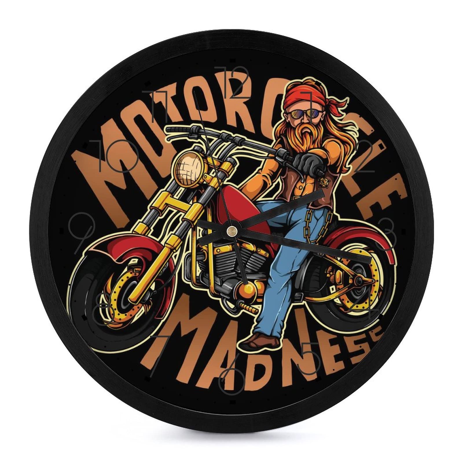 Moto rétro pendule murale silencieuse 25.4cm : finis les tics-tacs au bureau