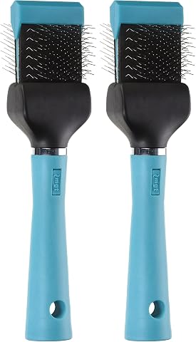 Master Grooming Tools Esnek Tek Taraflı Sert Saplı Evcil Hayvan Dilimleyici Fırça, Küçük, Camgöbeği (2 paketi)