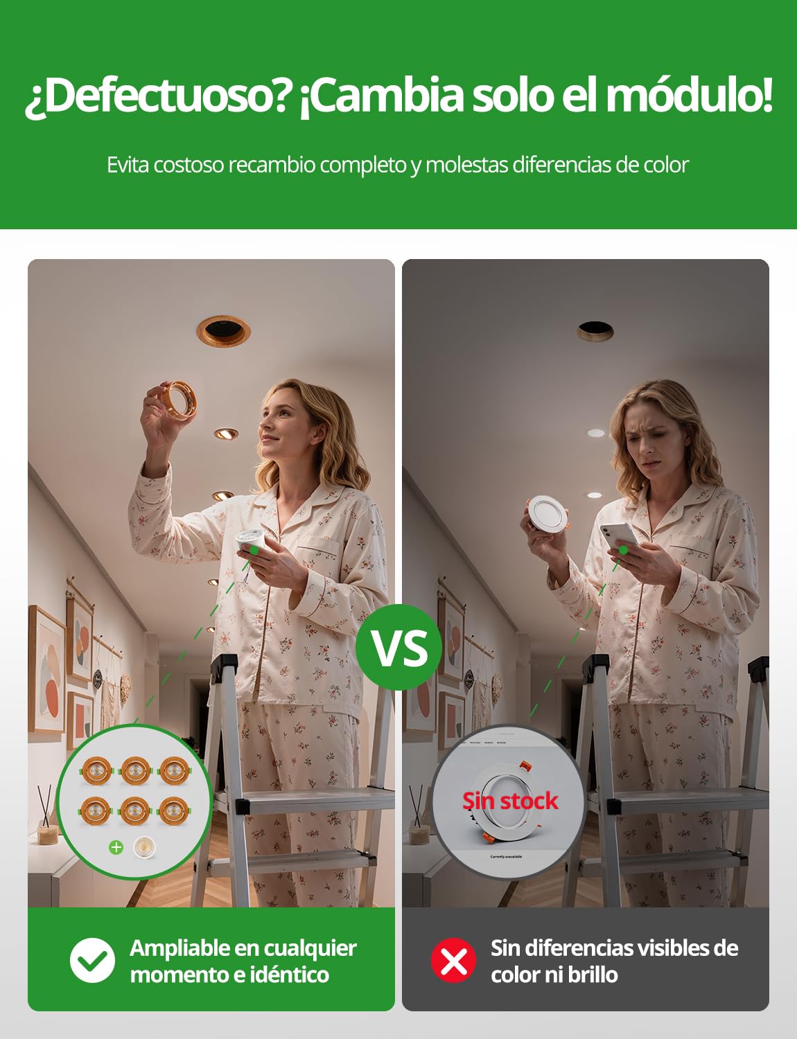 HOMEOW Focos Led Interior Techo Regulable Ojos de Buey Led IP44 Baño | Downlight Led 230V Dimmable Madera, Foco Empotrado Techo Led 72mm - 80mm 5W Cocina, Pack of 10 + 1 LED reemplazable