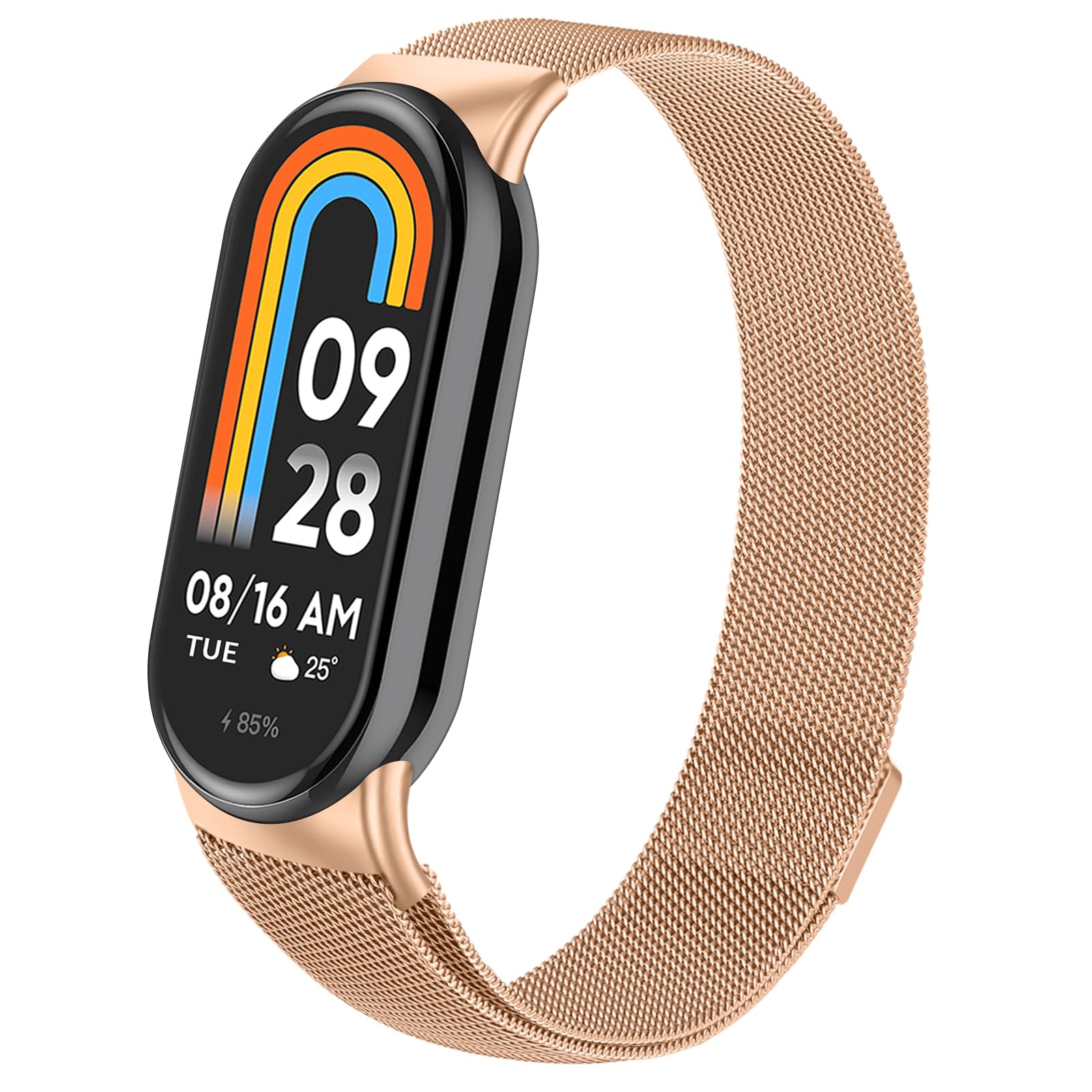Meliya für Xiaomi Smart Band 9/10/8 Armband Damen Herren, Weich Metall Ersatzarmband für Xiaomi Mi Band 10/9/8