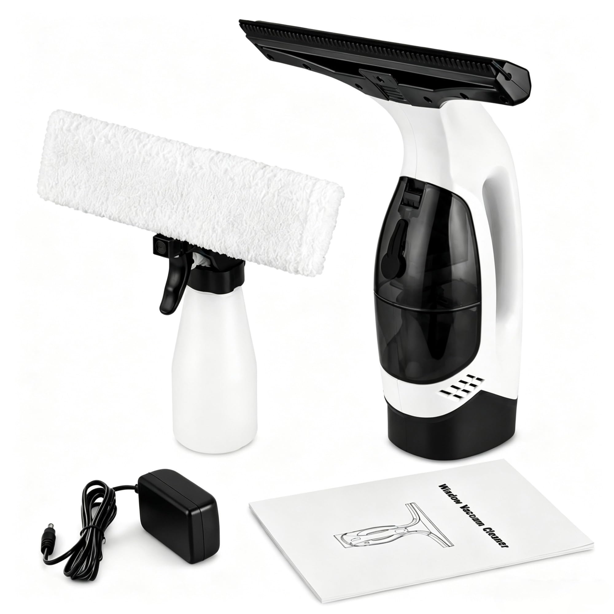 Lavavetri Elettrico Senza Fili, Pulitore Vetri con Aspirazione Acqua 2200mAh, Tergivetro Ricaricabile Anti-Aloni, Per Finestre, Bagno, Auto e Superfici Lisce
