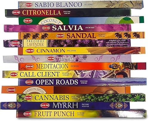 Miniatura 3 de Hem - Varitas de incienso variadas, paquete de 15 fragancias seleccionadas al azar, 8 varillas cada una, total de 120 varillas con soporte para