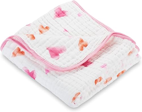 Miniatura 1 de Edredones de muselina  Mantas de cuna y guardería 100% algodón para niñas, súper suaves y ligeras, tamaño grande de 47 x 47 pulgadas para bebés y