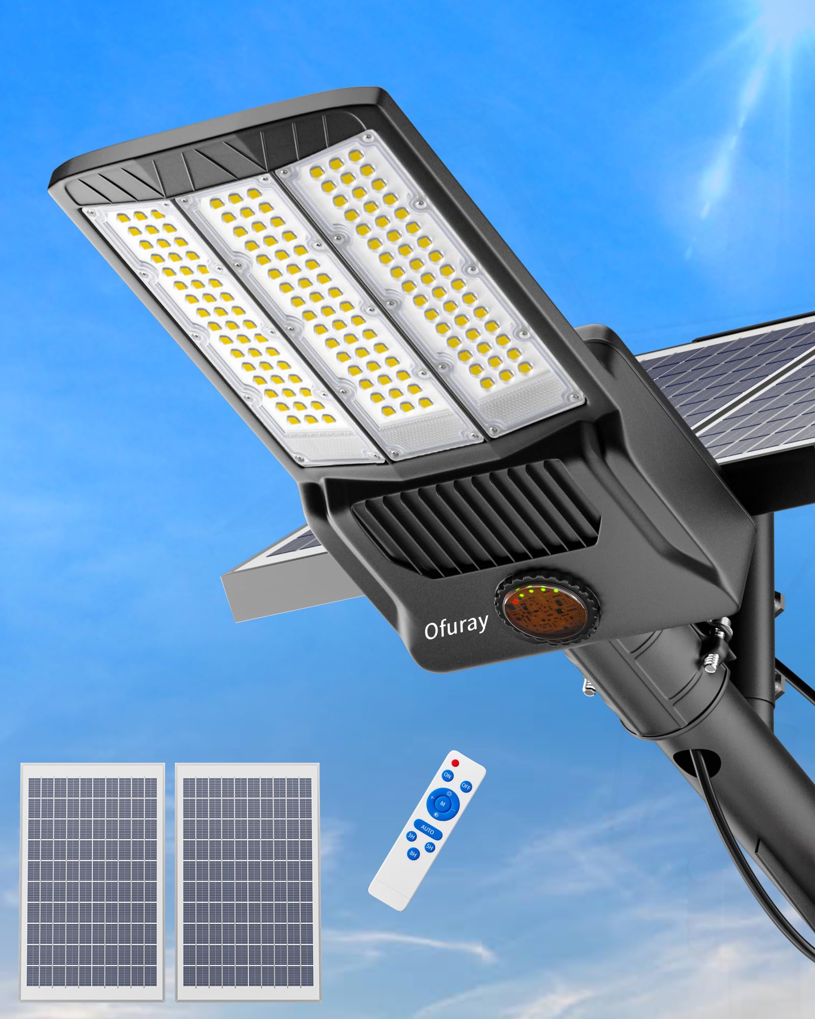 Farolas Solares Exterior Farola LED Solar URBAN UFO 800W - Iluminación Exterior Con Sensor Y Panel Solar Focos Solares
