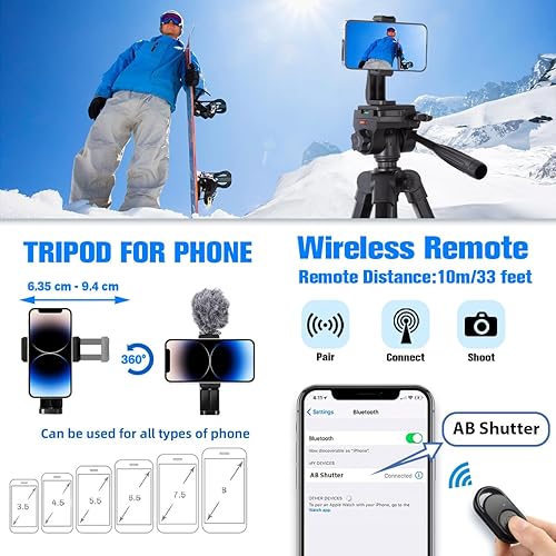 Miniatura 5 de Trípode para cámara, trípode de cámara DSLR de 74 pulgadas con 2 placas QR para SonyNikonCanon, trípode de video ligero para viajes, trípode para