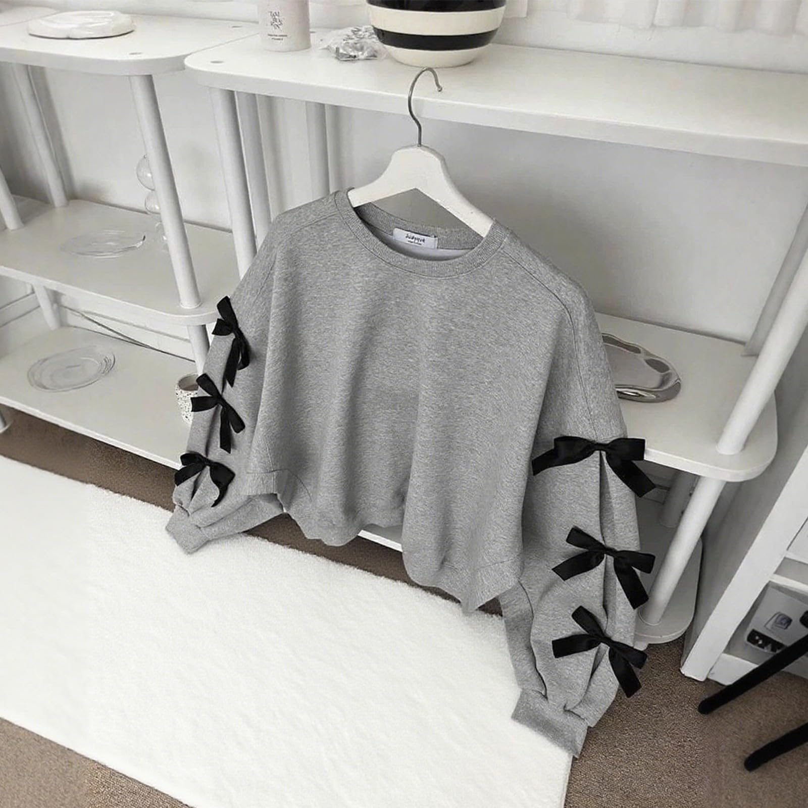 Sweat-shirt surdimensionné tendance à col rond à manches longues décontracté tendance hauts amples pour enfants confortables et doux