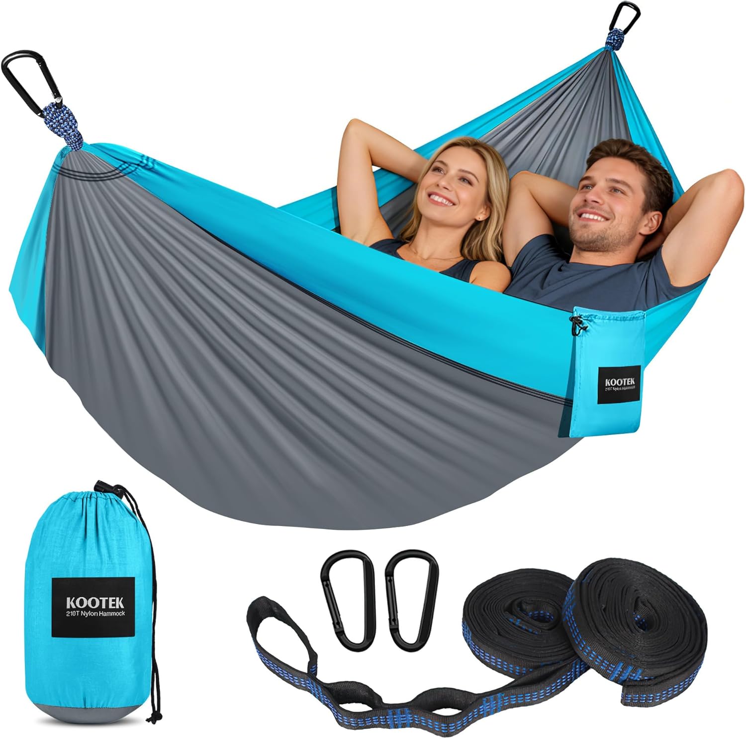 Kootek Camping Hammock, Portable Hammocks with Tree Straps & Attached Carry Bag, Camping Essentials Gear, Perfect for Outside Indoor Hiking Beach Backpack Travel