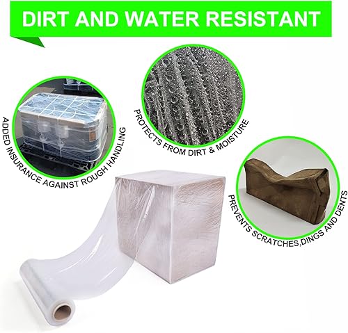 Miniatura 5 de CHNLML - 4 fundas para oficina y hogar, 18 pulgadas de ancho x 80 pulgadas de calibre × 1500 pies, transparente y duradero, película elástica gruesa